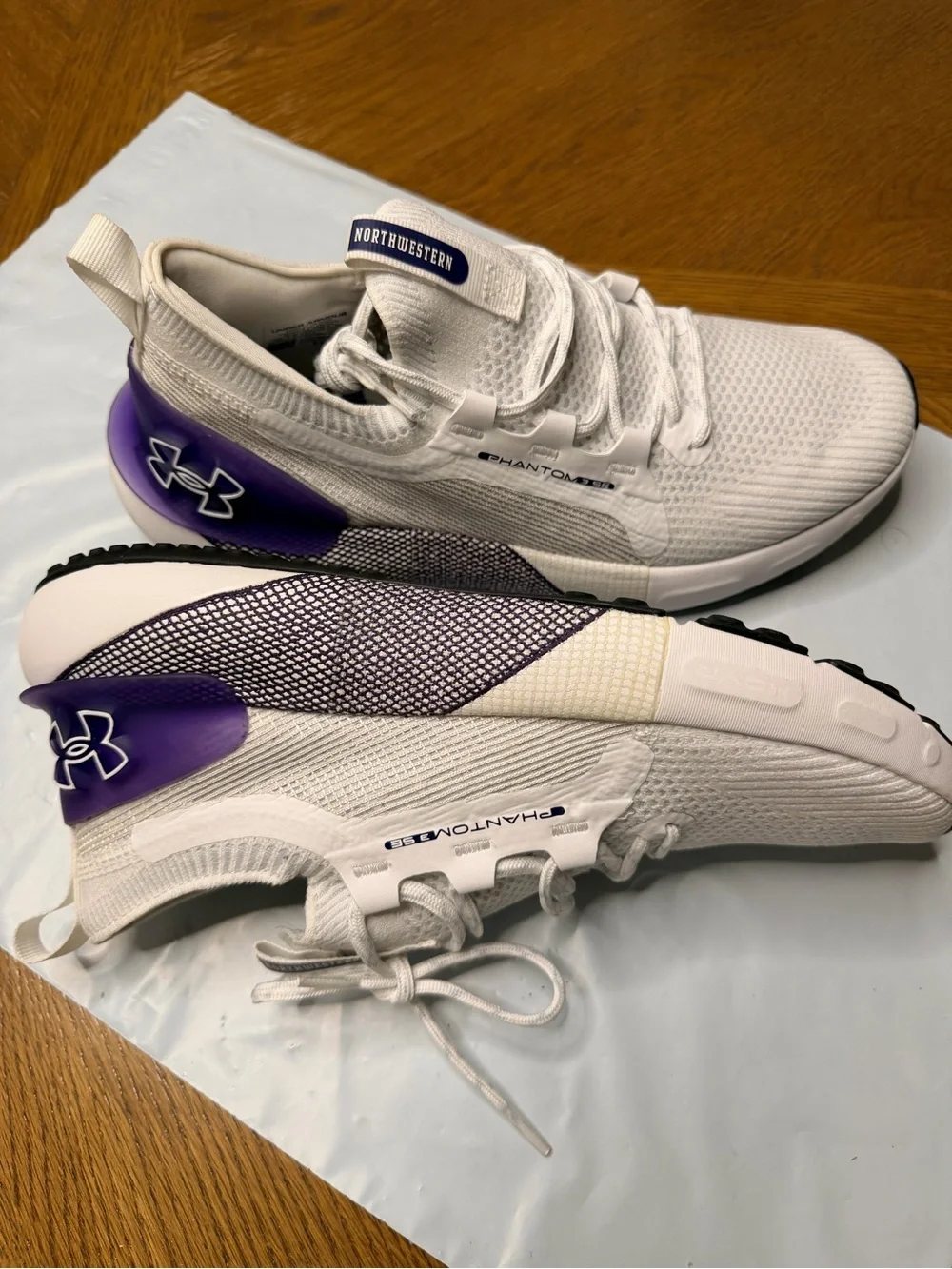 Under Armour Men's White and Purple Phantom Training Sneakers